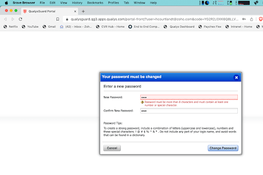 The password creation step